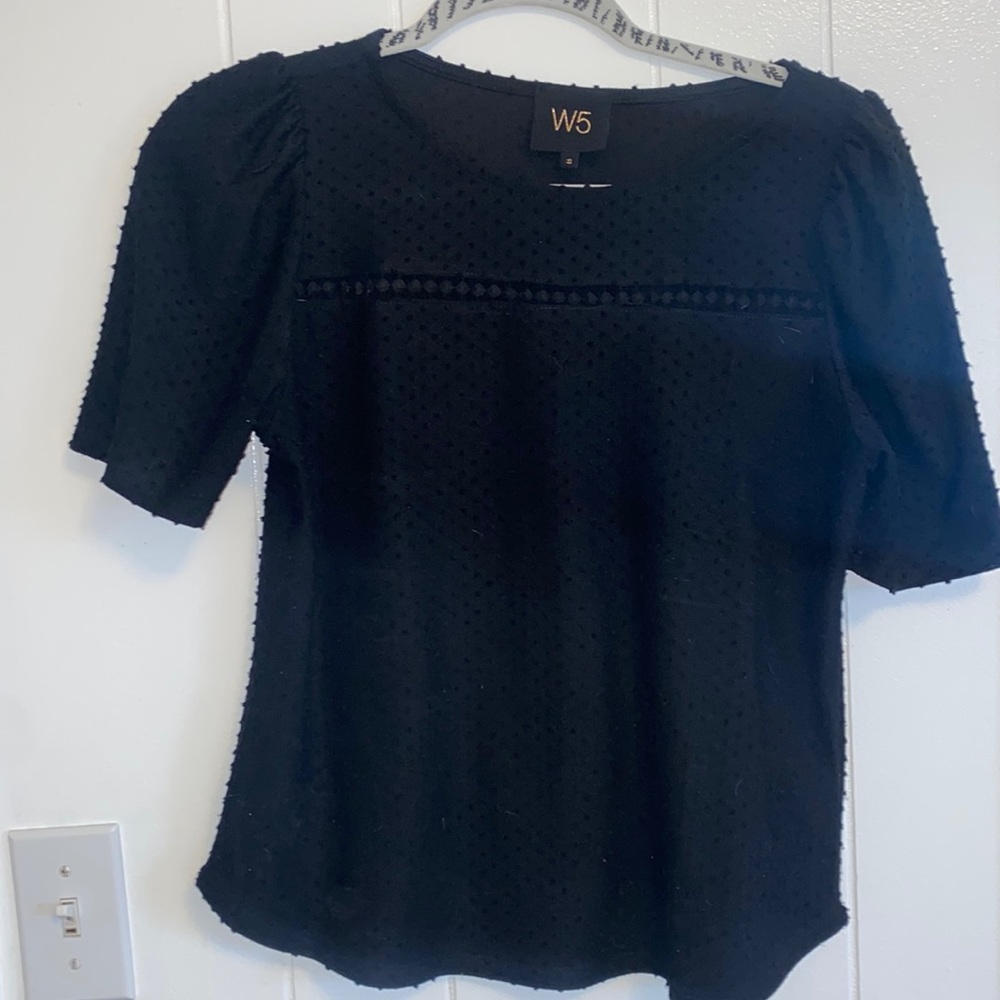 Black short sleeve blouse top